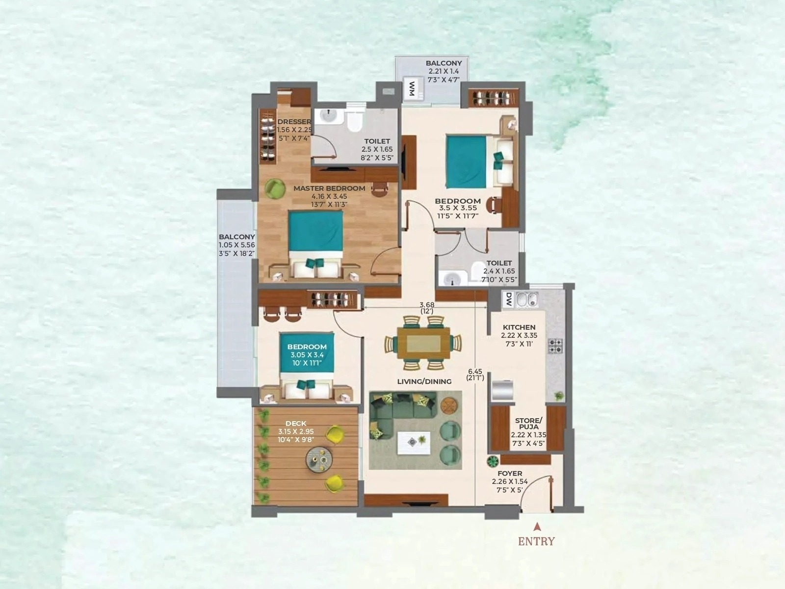Ashiana Amarah Phase 5 3BHK 1000