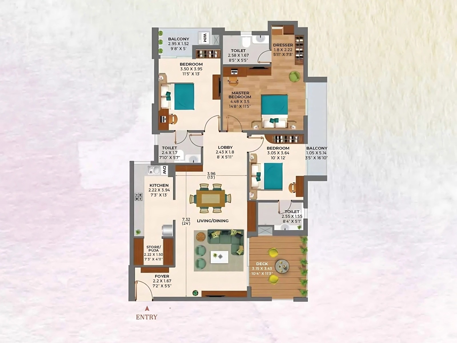Ashiana Amarah Phase 5 3BHK 1205 Sq Ft