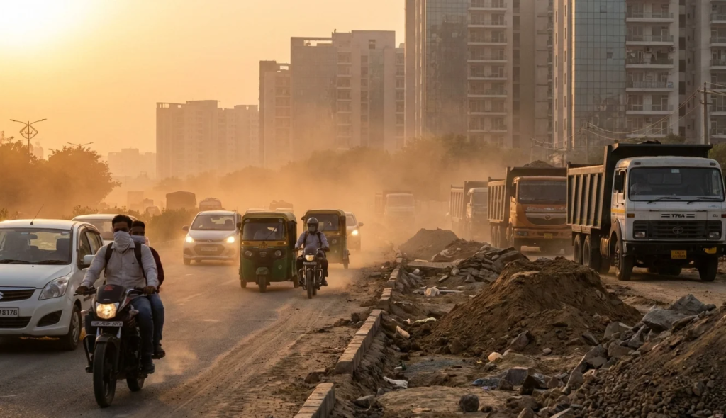 Gurugram commuters flag rising dust pollution on GCER, Southern Peripheral Rd