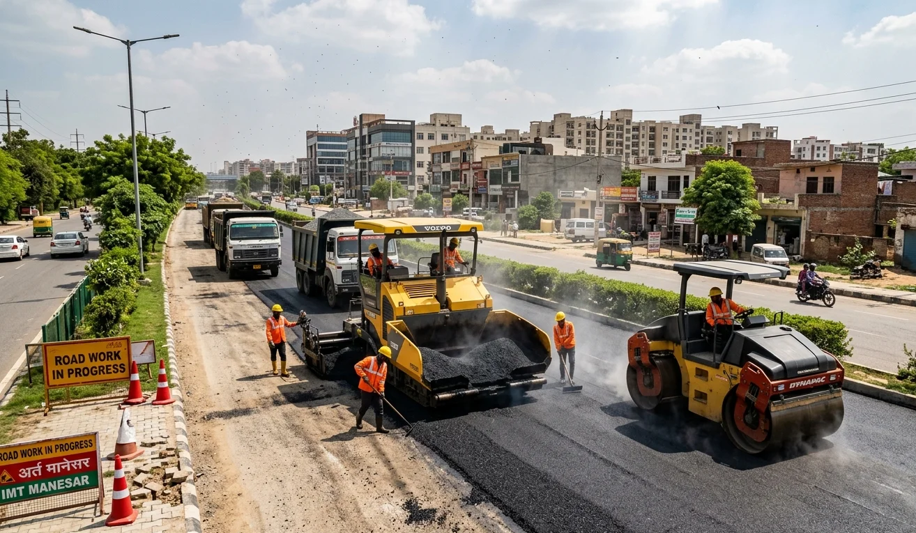 ₹93 Crore Road Revolution 68 KM of Manesar Roads to Get a Major Makeover by Year-End.