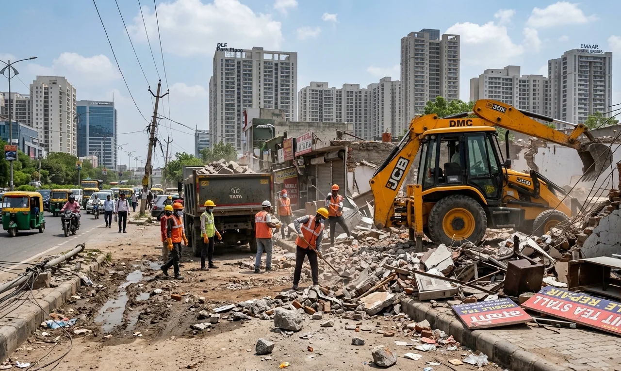 Gurugram Reset Mode Encroachment Gone, DLF Begins Ground-Level Clean-Up!