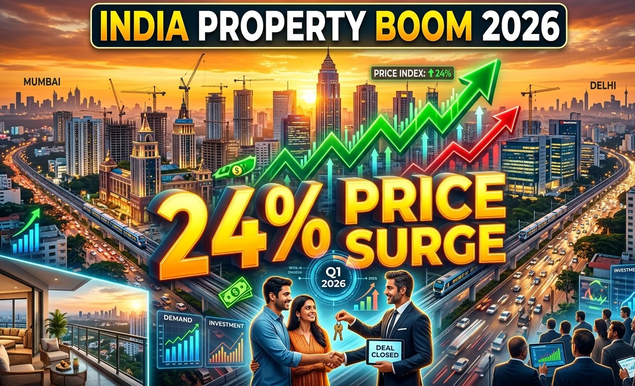 Housing prices surged across India’s top 8 cities in Q1 2026. Bengaluru led with 24% growth, followed by Mumbai and Delhi-NCR gains.