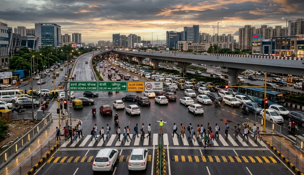 MCG launches a ₹55 lakh road safety project across 150 accident-prone spots in Gurugram with signages, rumble strips, railings, and road upgrades.