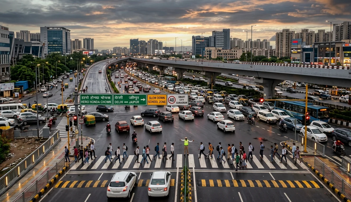 MCG launches a ₹55 lakh road safety project across 150 accident-prone spots in Gurugram with signages, rumble strips, railings, and road upgrades.