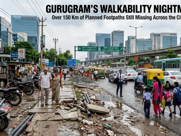Over 150 km of Gurugram's planned footpaths remain unbuilt, raising safety concerns for pedestrians and highlighting a major urban infrastructure gap.