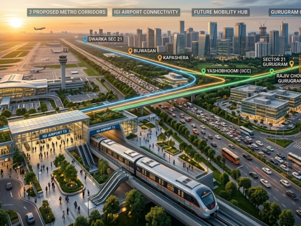 Three new metro routes linking IGI Airport and Gurugram are under review. Discover how this mega project could transform connectivity and real estate.