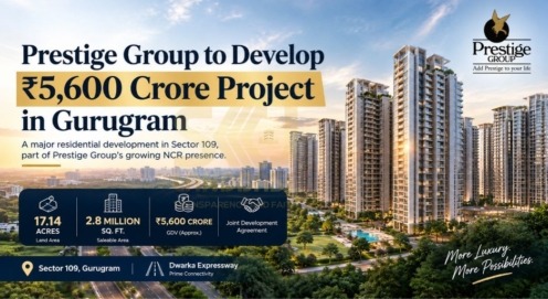 Prestige Group Gurugram Project: ₹5,600 Crore Development in Sector 109 The Prestige Group Gurugram project is set to become a major addition to Gurugram's growing residential real estate landscape. Prestige Group has entered into a joint development agreement for a 17.14-acre land parcel in Sector 109, Gurugram, with the proposed development estimated to have a gross development value (GDV) of approximately ₹5,600 crore. The project is expected to offer around 2.8 million sq. ft. of saleable area, strengthening Prestige Group's presence in the Delhi-NCR market and adding another significant development to the Dwarka Expressway corridor. Prestige Group Gurugram Project: Major Details Particular Details Developer Prestige Group Project Location Sector 109, Gurugram Land Area 17.14 Acres Saleable Area Approx. 2.8 Million Sq. Ft. Estimated GDV Approx. ₹5,600 Crore Development Model Joint Development Agreement Project Type Residential Location Advantage Dwarka Expressway Market Gurugram / Delhi-NCR What Makes the Prestige Group Gurugram Project Significant? The Prestige Group Gurugram project represents a major expansion for the Bengaluru-based real estate developer in the NCR market. With a large land parcel and an estimated ₹5,600 crore development potential, the project demonstrates the increasing confidence of established developers in Gurugram's premium residential market. The development also adds to Prestige Group's growing project pipeline across the NCR region. Prestige Group Project in Sector 109, Gurugram Sector 109 has emerged as an important residential location along the Dwarka Expressway. The corridor has benefited from major infrastructure development and improved connectivity between Gurugram and Delhi. This has attracted several residential developers and increased buyer interest in the surrounding sectors. The proposed Prestige Group Gurugram project could further increase the visibility of Sector 109 among homebuyers and investors looking for premium residential opportunities. ₹5,600 Crore GDV: What Does It Mean? The ₹5,600 crore figure refers to the estimated Gross Development Value (GDV) of the project. With approximately 2.8 million sq. ft. of saleable area, the development represents a substantial future residential supply addition to Gurugram. It is important to understand that GDV does not represent the developer's profit. Instead, it indicates the estimated gross value of the project's saleable inventory. Why Prestige Group Is Expanding in Gurugram Gurugram has become one of India's leading residential and commercial real estate markets, supported by its proximity to Delhi, corporate ecosystem, infrastructure and growing demand for premium housing. For Prestige Group, the Prestige Group Gurugram project provides an opportunity to expand its residential footprint in one of the NCR's most prominent real estate markets. The company's expanding presence also reflects the broader trend of major national developers entering or increasing their exposure to Gurugram. What the Prestige Group Gurugram Project Means for Sector 109 The upcoming development could contribute to the continued transformation of Sector 109 into a major residential destination. Potential benefits include: Increased premium housing supply Greater developer competition Improved buyer choice Increased attention toward Sector 109 Further development along Dwarka Expressway Potential growth in supporting retail and social infrastructure However, buyers should evaluate the project based on its official approvals, pricing, specifications, location and future development plans rather than relying solely on the developer's brand. Prestige Group's Growing NCR Presence The Prestige Group Gurugram project is part of the company's wider strategy to strengthen its presence across Delhi-NCR. Prestige Group has been expanding its development pipeline across multiple markets, and its Gurugram entry highlights the growing importance of NCR within the company's overall expansion strategy. The company has also been developing projects in other NCR markets, including Ghaziabad and Noida. What Should Buyers Look for in the Prestige Group Gurugram Project? Before considering the project, prospective buyers should evaluate: Official RERA registration Final project configuration Unit sizes and layouts Launch pricing Payment plans Construction timeline Location and connectivity Developer track record Maintenance and recurring costs Future infrastructure around Sector 109 Since the project is still in the development pipeline, buyers should wait for official project details before making any financial commitment. Expert Perspective — Sanjeev Singh, MD, SKJ Landbase According to Sanjeev Singh, Managing Director, SKJ Landbase, the proposed Prestige development highlights the growing importance of infrastructure-led micro-markets in Gurugram. The entry of an established developer can bring additional attention to a location, but buyers should evaluate the complete project proposition, including connectivity, pricing, product positioning, approvals and long-term development potential. For buyers comparing multiple premium developments across Gurugram, professional project comparison can help them make a more informed decision. Why Choose SKJ Landbase for the Prestige Group Gurugram Project? Choosing the right channel partner can make the property-buying process easier and more transparent. SKJ Landbase can assist buyers with project shortlisting, comparisons, site visits, property information, home-loan assistance and end-to-end buying coordination. For buyers evaluating the Prestige Group Gurugram project alongside other developments on Dwarka Expressway and across Gurugram, SKJ Landbase can provide a single point of assistance to compare projects according to location, budget, configuration and long-term requirements. Is the Prestige Group Gurugram Project Worth Watching? The Prestige Group Gurugram project is significant because of its 17.14-acre land parcel, approximately 2.8 million sq. ft. of saleable area and estimated ₹5,600 crore GDV. Its Sector 109 location along the Dwarka Expressway adds to its strategic importance, while Prestige Group's growing NCR presence gives the development considerable market visibility. However, buyers should wait for the official launch, RERA registration, pricing, configurations and detailed project specifications before making an investment decision. Final Verdict The Prestige Group Gurugram project is an important upcoming development that could further strengthen Sector 109's position within the Dwarka Expressway residential market. With a proposed 17.14-acre development, approximately 2.8 million sq. ft. of saleable area and ₹5,600 crore estimated GDV, the project is expected to attract significant attention from homebuyers and investors. As Gurugram continues to attract major national developers, the Prestige development will be one of the projects to watch as the Dwarka Expressway corridor continues to evolve. Planning to explore the Prestige Group Gurugram project or compare it with other premium developments? Connect with SKJ Landbase for project comparison, site visits and property assistance. Disclaimer This article is for informational purposes only and is based on publicly available information. Project details, pricing, approvals, configurations, specifications and timelines may change. Buyers should independently verify all information through official developer and RERA sources before making any purchase or investment decision.
