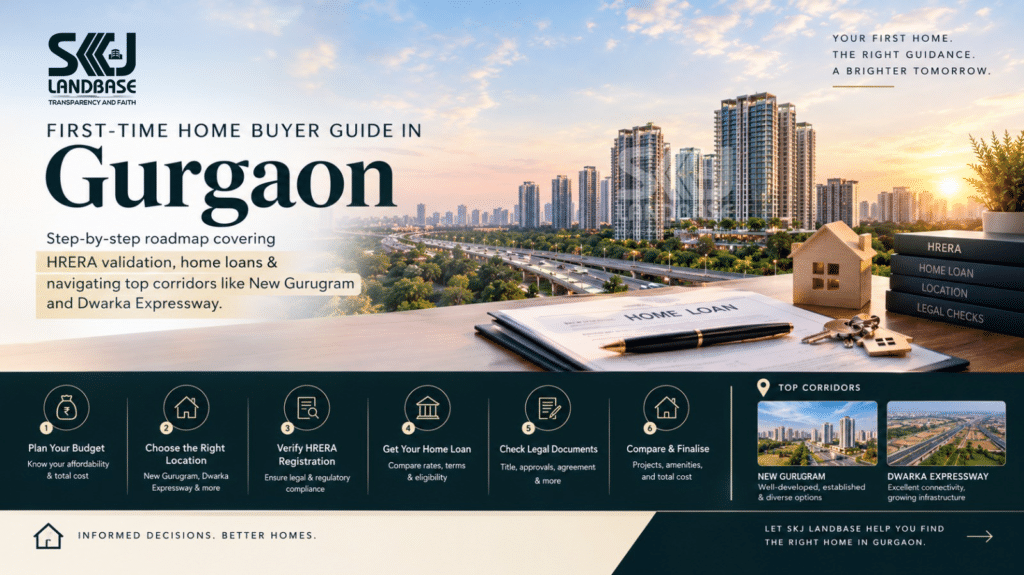 First-time home buyer guide for Gurgaon covering property selection, HRERA checks and home loan planning