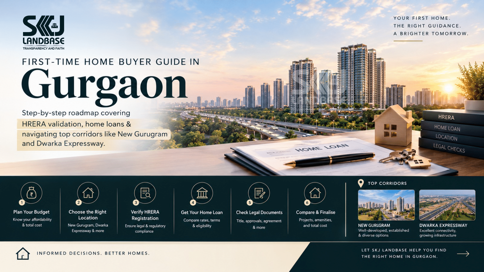First-time home buyer guide for Gurgaon covering property selection, HRERA checks and home loan planning